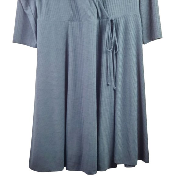 Torrid Teal Ribbed Knit Faux Wrap Dress Sz 1 (14/16) - Picture 5 of 10